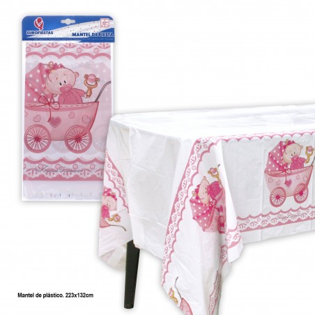 Carrinho de toalha de mesa 220x132cm rosa