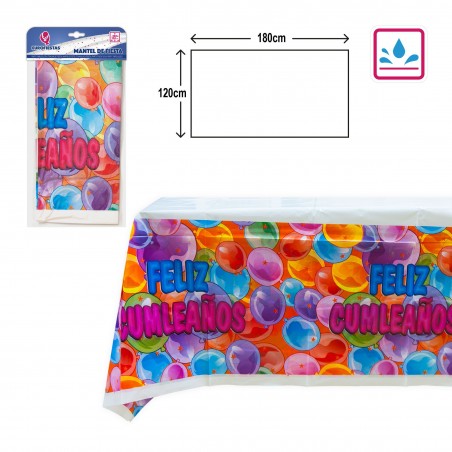 Toalha de Plástico Feliz Aniversário Design Colorido e Resistente