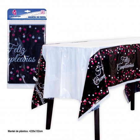 Toalha de mesa 220x132 coleção preto rosa