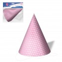 Chapéu rosa com bolinhas brancas
