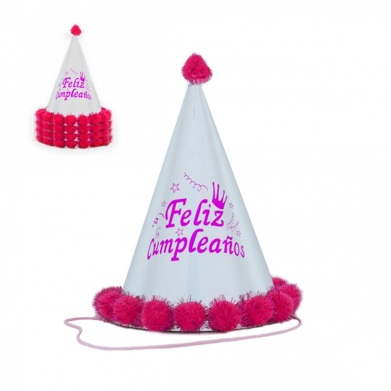 Chapéu pompom 24cm rosa