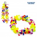 Colar havaiano flores grandes cores 45cm