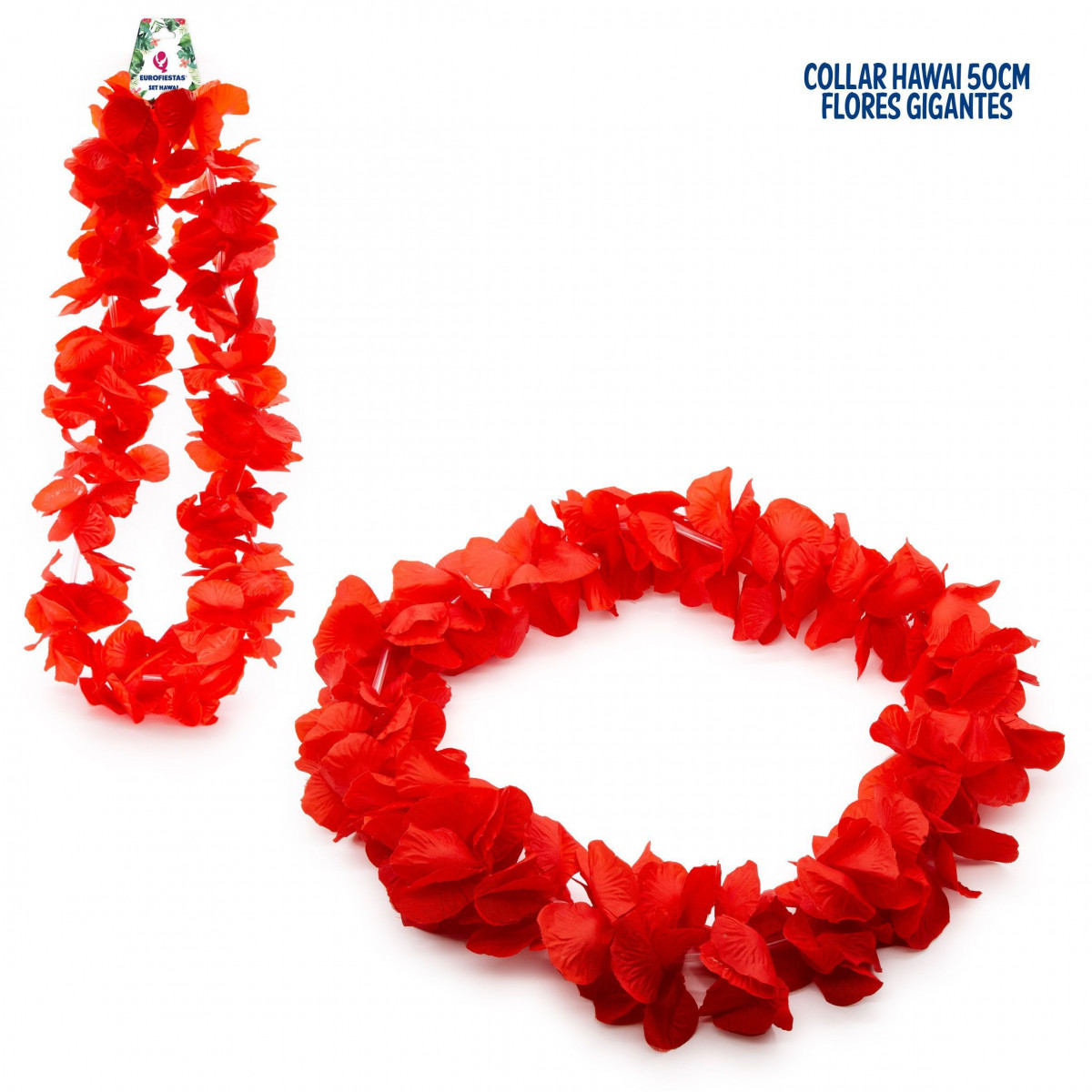 Colar havaiano vermelho flor grande 50cm