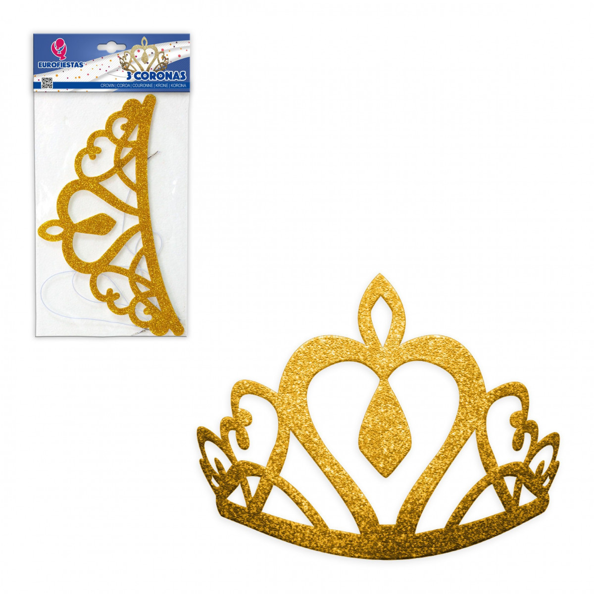 Coroa purpurina ouro rainha