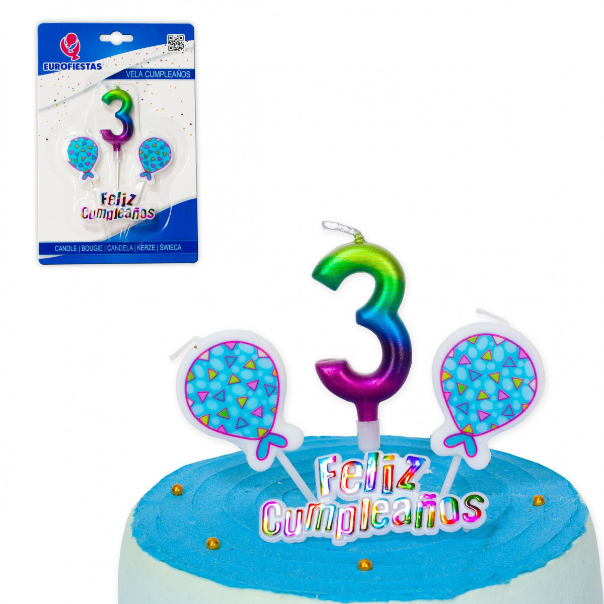 Vela feliz aniversário tons nº 3