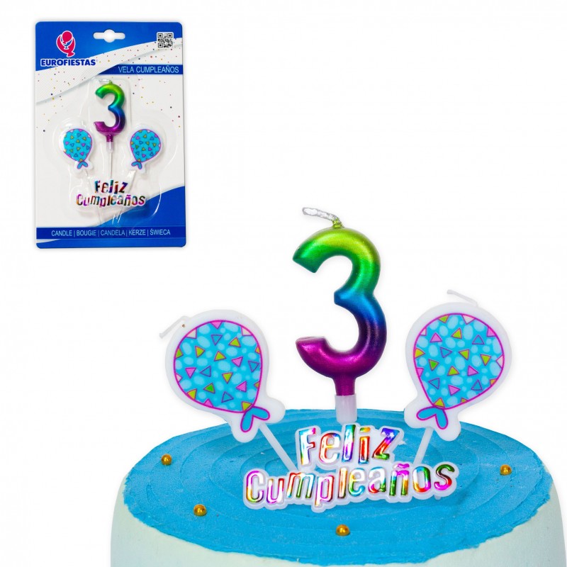 Vela feliz aniversário tons nº 3