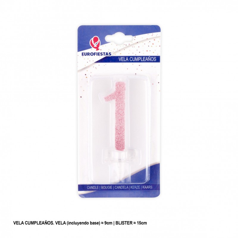 Vela glitter rosa 1