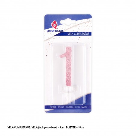 Vela glitter rosa 1