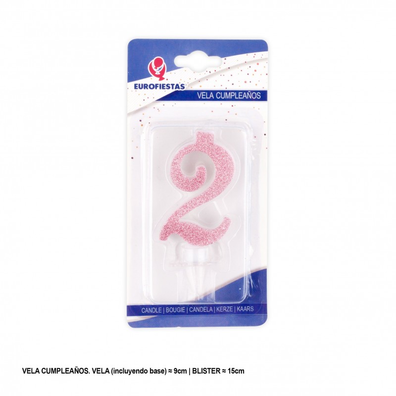 Vela glitter rosa 2