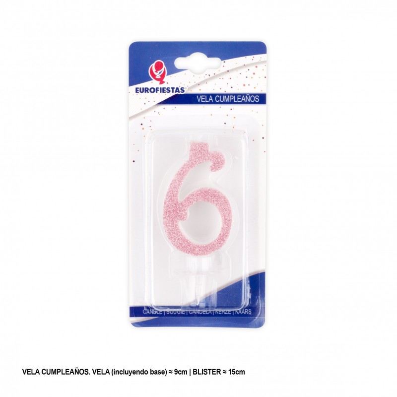 Vela rosa glitter 6