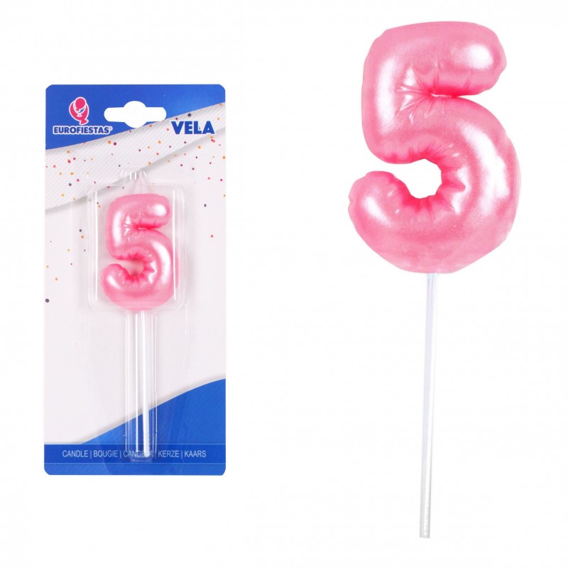 Vela rechonchuda rosa nº 5