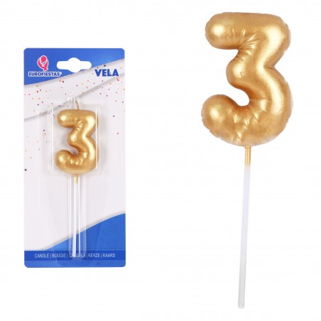 Vela gorda dourada nº 3