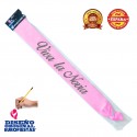 Faixa rosa viva a noiva glitter prata