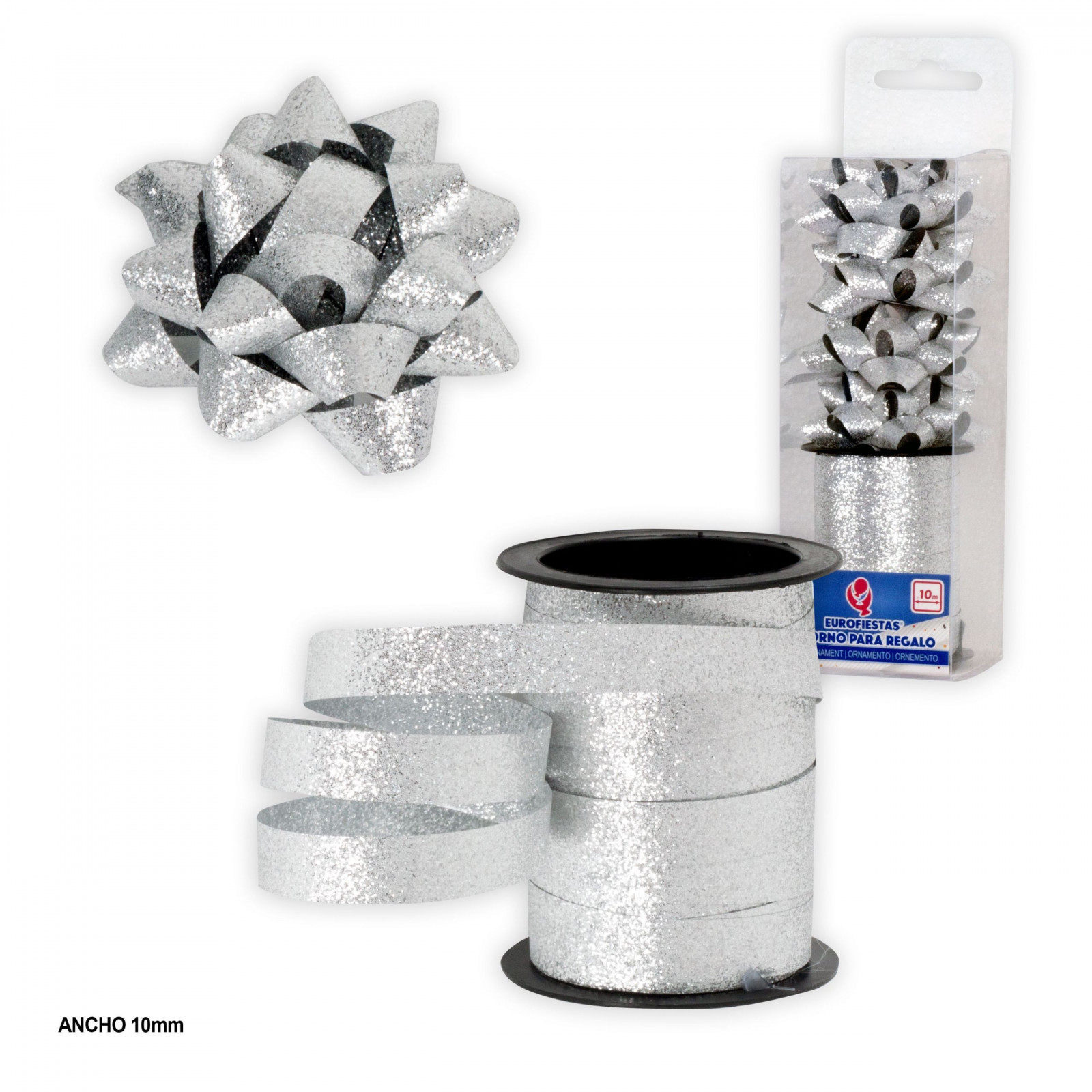 Roll 10m loop 1cm prata glitter