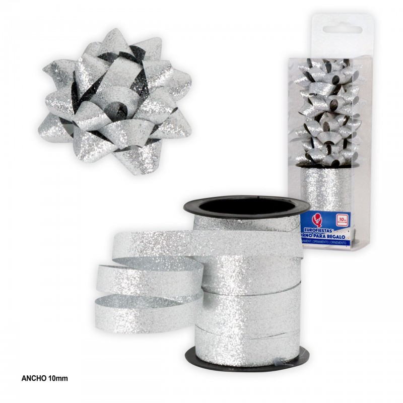 Roll 10m loop 1cm prata glitter