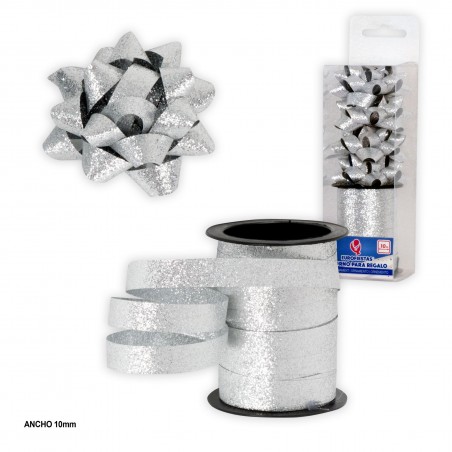 Roll 10m loop 1cm prata glitter