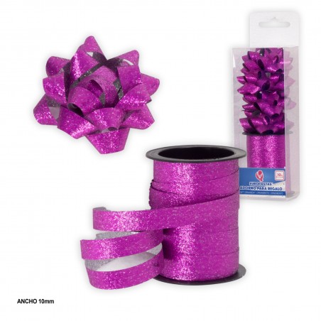 Roll 10m loop 1cm fúcsia glitter