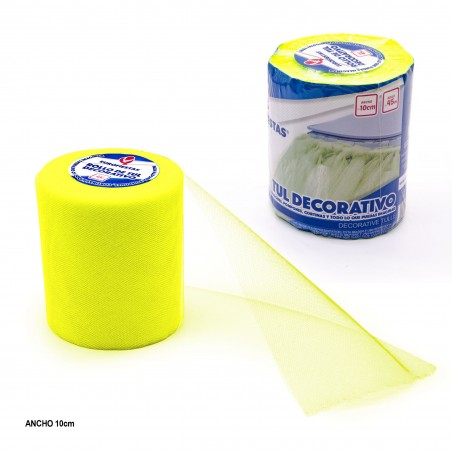 Rolo de tule 45m 10cm amarelo