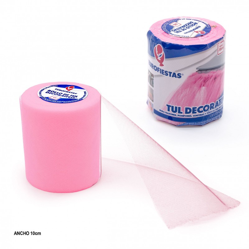 Rolo de tule 45m 10cm rosa