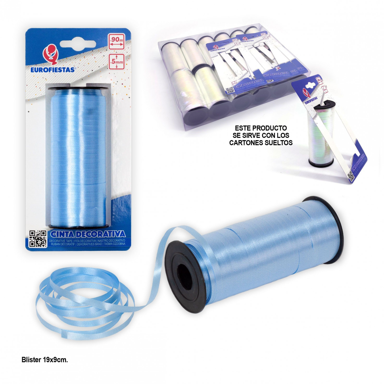 Fita laço rolo 100m 5mm azul