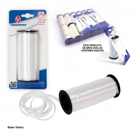 Fita laço rolo 100m 5mm branca
