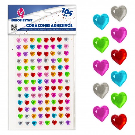 104 corações adesivos pequenos coloridos