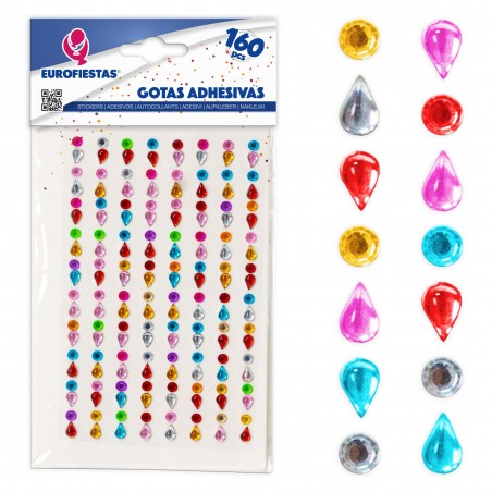 160 gotas adesivas coloridas