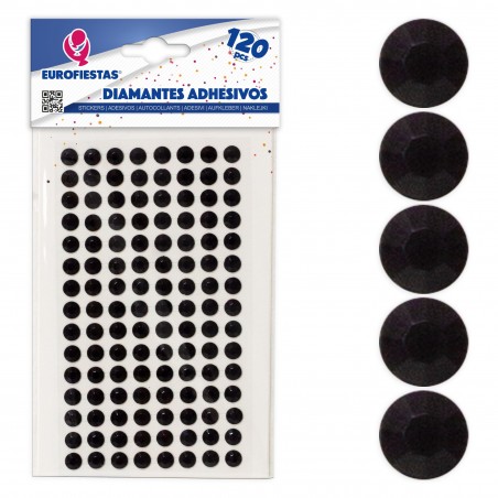 Diamantes adesivos pretos 120 gr
