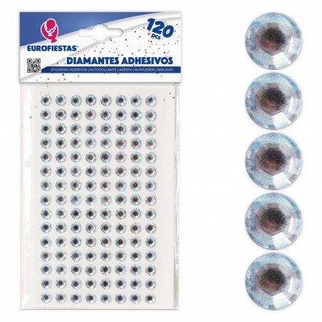 120 diamantes adesivos prateados