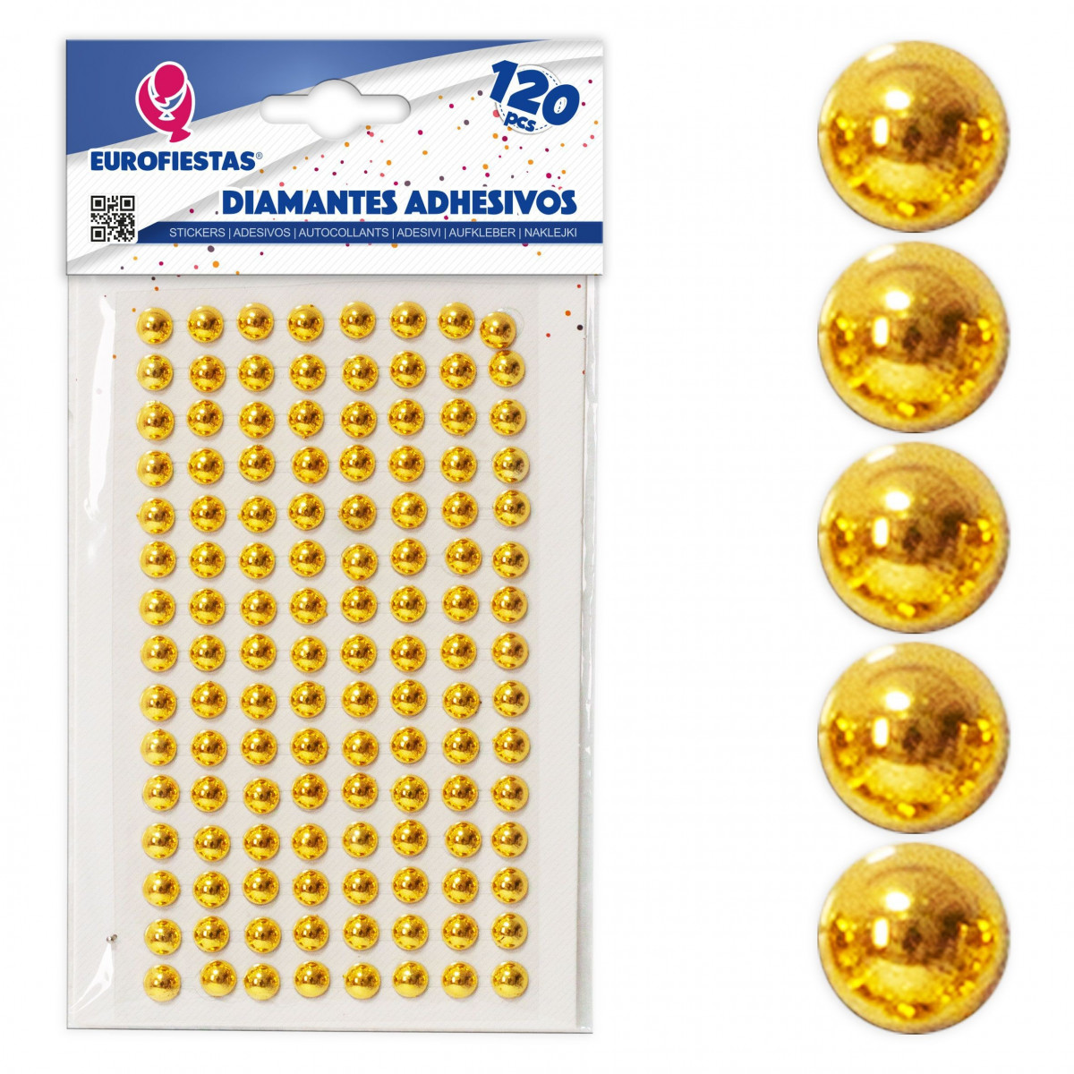 120 diamantes adesivos dourados chapados