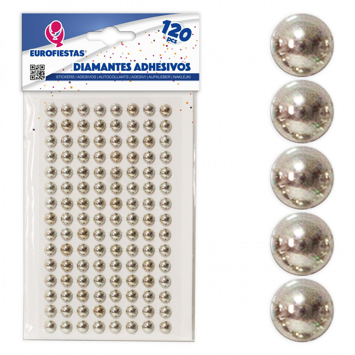 120 diamantes adesivos prata banhado