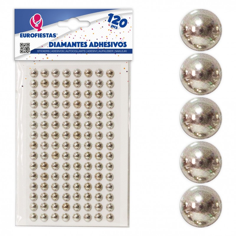 120 diamantes adesivos prata banhado