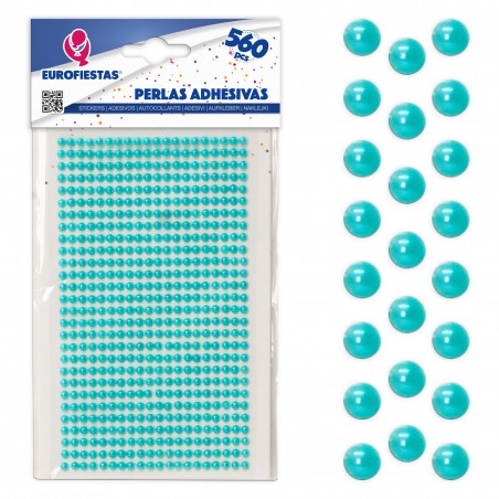 560 contas adesivas pequenas azuis