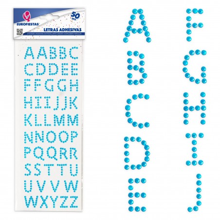 50 letras adesivas azul claro
