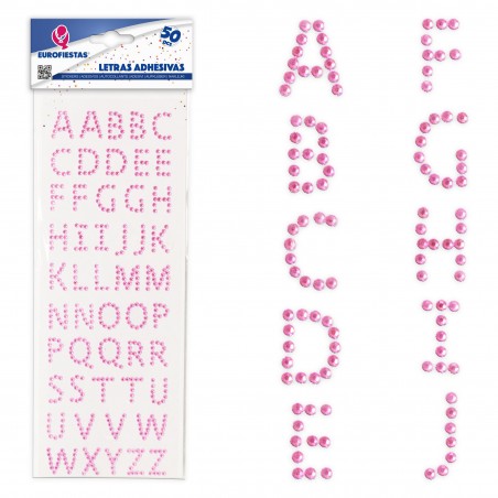 50 letras adesivas rosa
