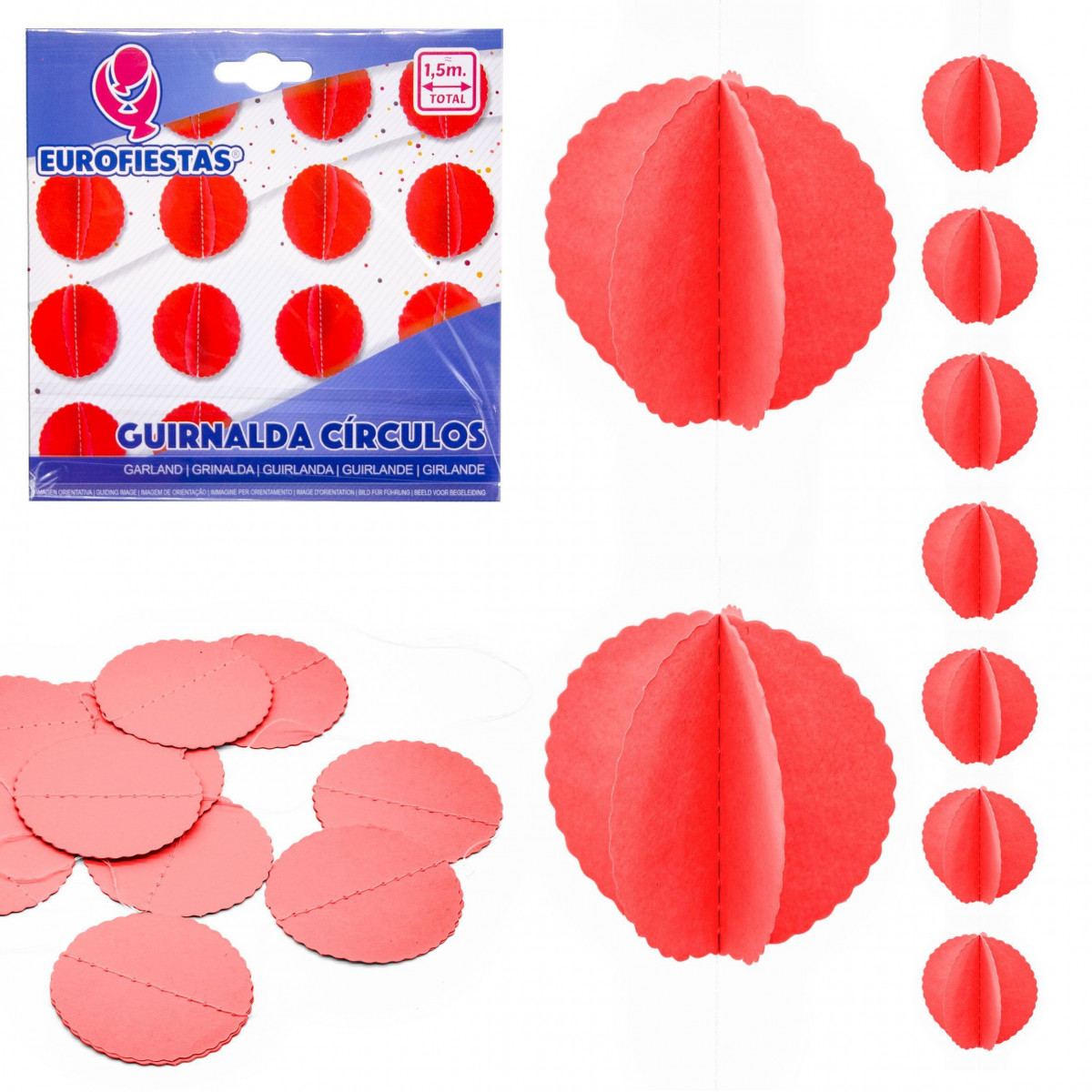 Guirlanda de círculos de papel vermelho
