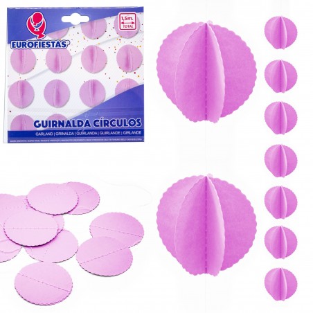 Guirlanda de círculos de papel violeta
