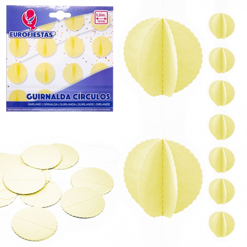 Guirlanda de círculos de papel amarelo