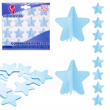 Guirlanda de estrelas de papel azul claro