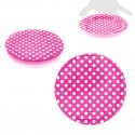 Pratos descartáveis com bolinhas 18cm fúcsia 10