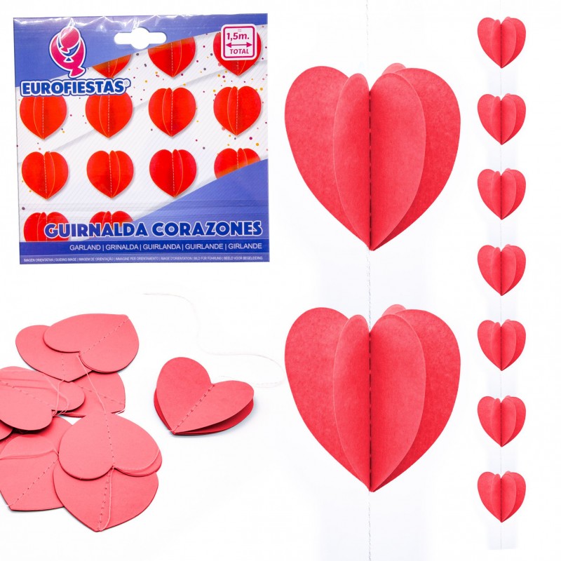 Guirlanda de corações de papel vermelho