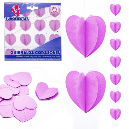 Guirlanda de corações de papel violeta