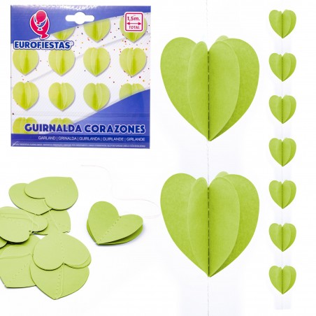 Guirlanda de corações de papel verde