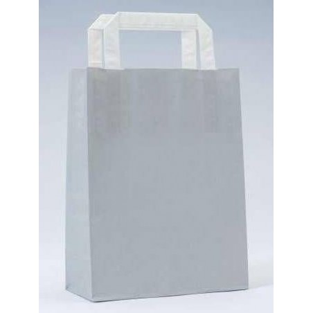 Saco de papel cinza com alça plana
