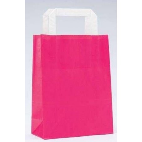 Saco De Papel Kraft Fúcsia Com Alça Plana
