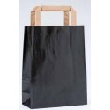 Bolsa de papel kraft preta com alça plana