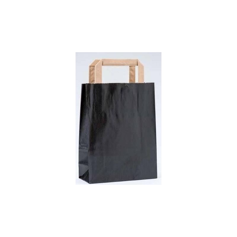 Bolsa de papel kraft preta com alça plana