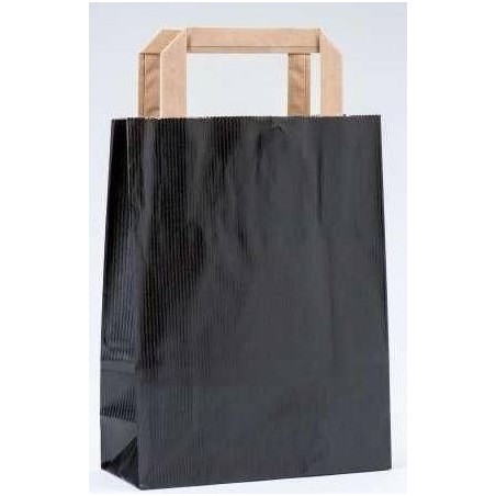 Bolsa de papel kraft preta com alça plana
