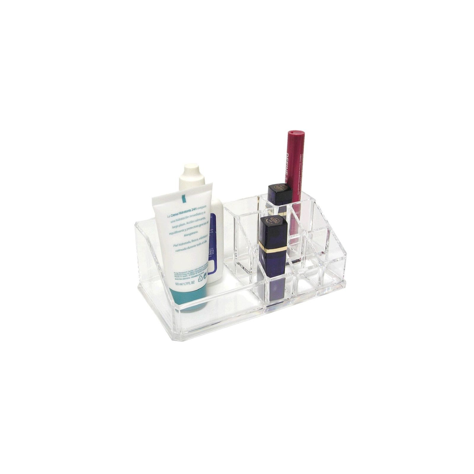 Organizador de cosméticos alto 9 compartimentos.
