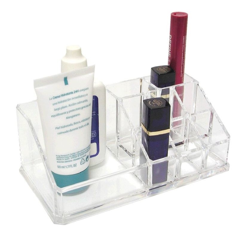 Organizador de cosméticos alto 9 compartimentos.